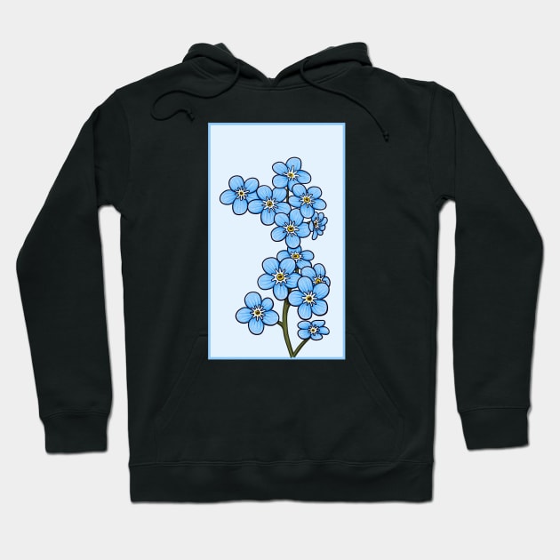 Vintage doodle illustration of Myosotis Alpestris or Forget-Me-Not flower Hoodie by Wahyuwm48